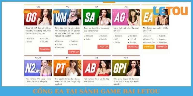 Cổng EA tại sảnh game bài Letou