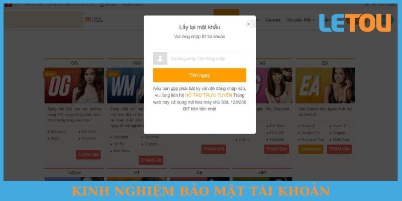 Kinh nghiệm bảo mật tài khoản